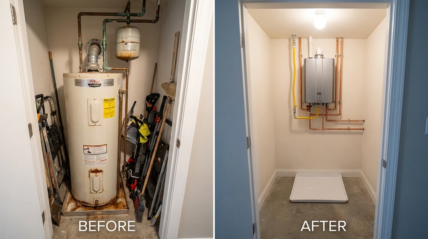 Tank water heater versus wall-mounted tankless unit comparison for Shell Knob, MO homeowners