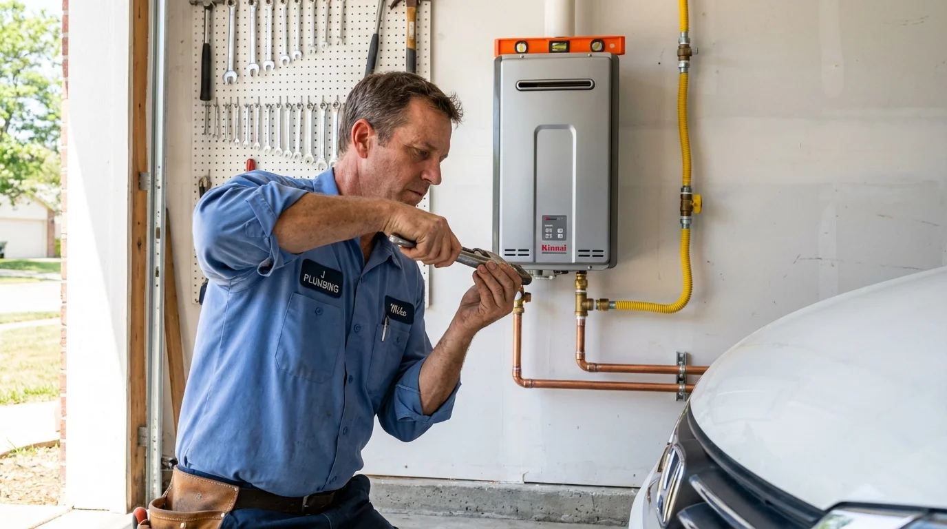 Tankless water heater installation by a Johns Plumbing LLC plumber in Shell Knob